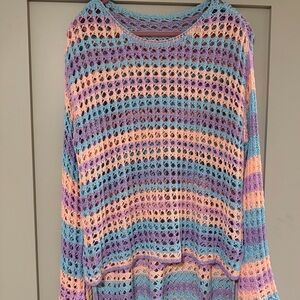 Colorful Crochet Knit Sweater